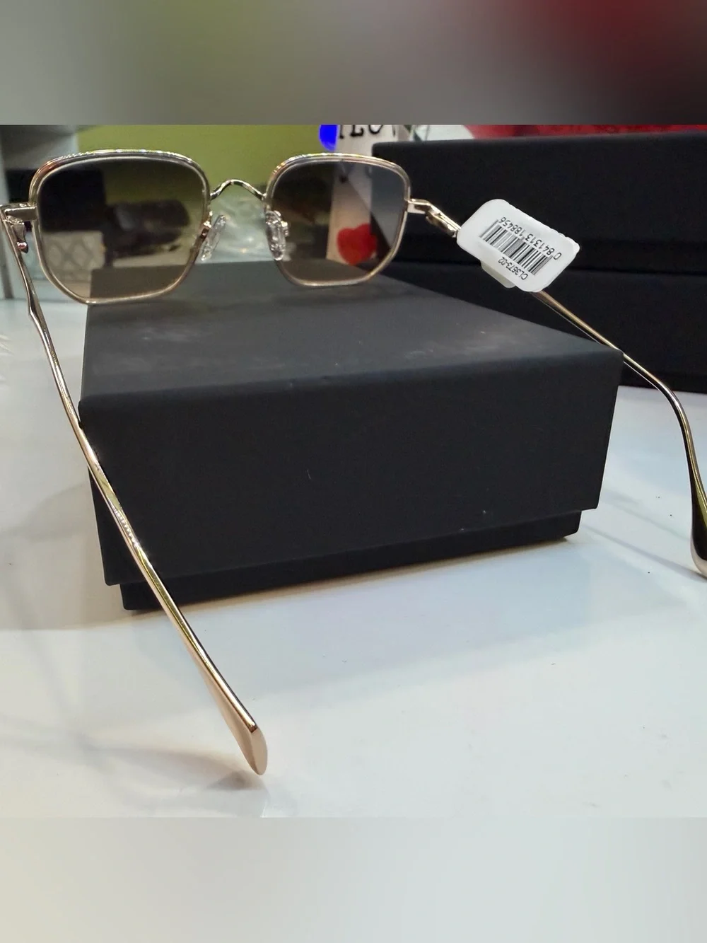 Rolina Lens Berlin Women’s Gold Square Sunglasses - Clear Temples